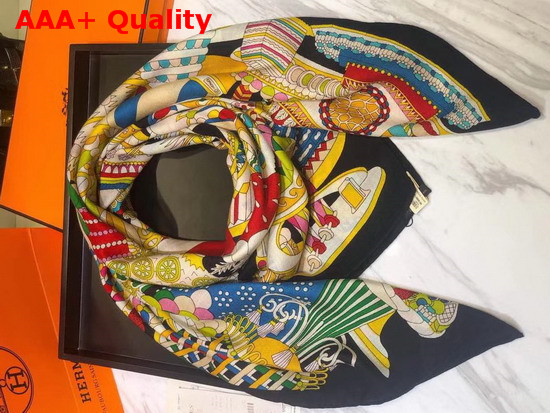 Hermes La Patisserie Francaise Scarf Black Replica