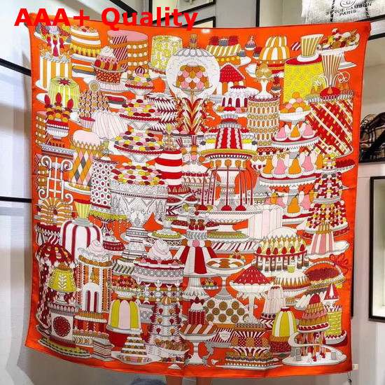 Hermes La Patisserie Francaise Scarf Orange Replica