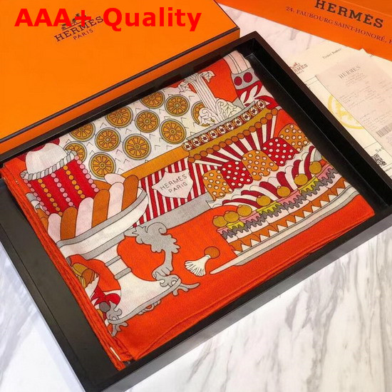 Hermes La Patisserie Francaise Scarf Orange Replica