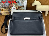 Hermes Large Kelly Messenger in Black Togo Calfskin Replica