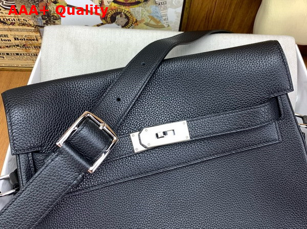 Hermes Large Kelly Messenger in Black Togo Calfskin Replica