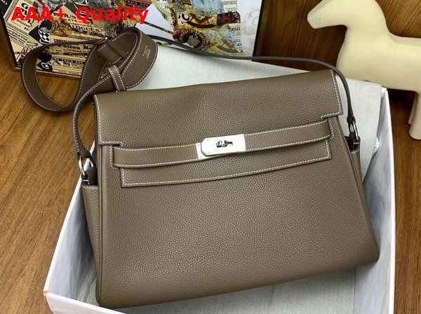 Hermes Large Kelly Messenger in Elephant Grey Togo Calfskin Replica