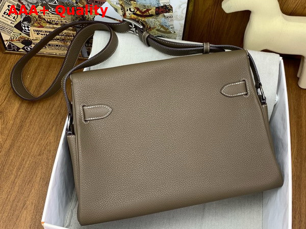 Hermes Large Kelly Messenger in Elephant Grey Togo Calfskin Replica