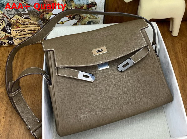 Hermes Large Kelly Messenger in Elephant Grey Togo Calfskin Replica