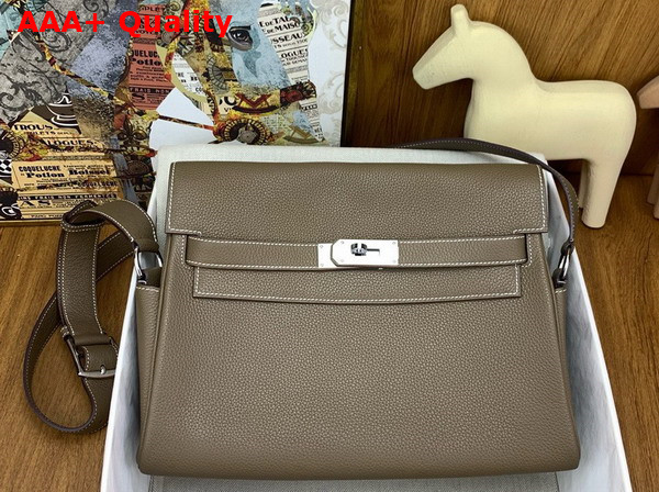 Hermes Large Kelly Messenger in Elephant Grey Togo Calfskin Replica