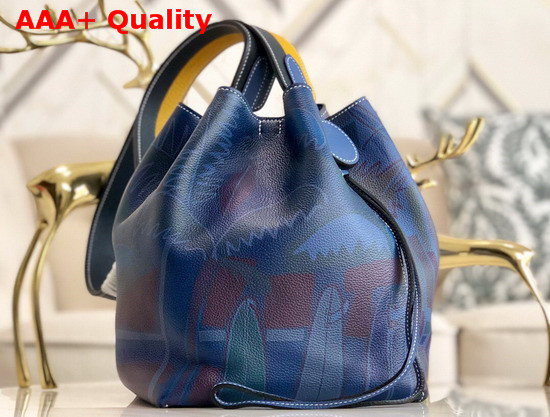 Hermes Licol Hermes 17 Bag in Evercolor Calfskin Blue Graffiti Replica