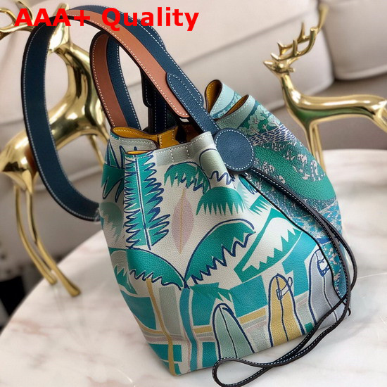 Hermes Licol Hermes 17 Bag in Evercolor Calfskin Turquoise Graffiti Replica