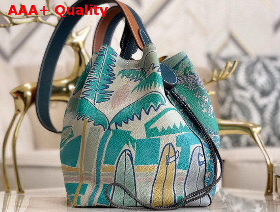 Hermes Licol Hermes 17 Bag in Evercolor Calfskin Turquoise Graffiti Replica