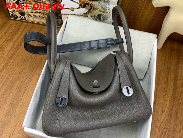 Hermes Lindy 26 Bag in Dark Grey Taurillon Clemence Leather Replica