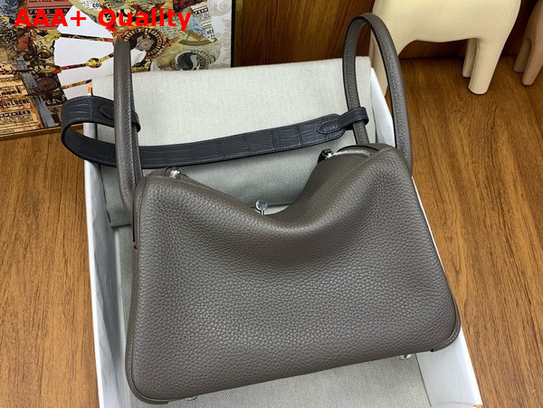 Hermes Lindy 26 Bag in Dark Grey Taurillon Clemence Leather Replica