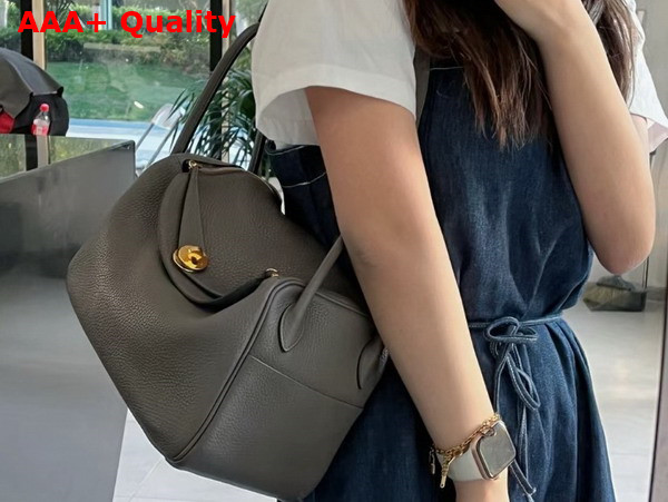 Hermes Lindy 26 Bag in Dark Grey Taurillon Clemence Leather Replica