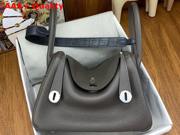 Hermes Lindy 26 Bag in Dark Grey Taurillon Clemence Leather Replica