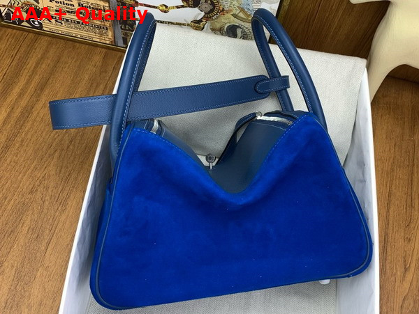 Hermes Lindy 26 Bag in Electric Blue Suede Leather Replica