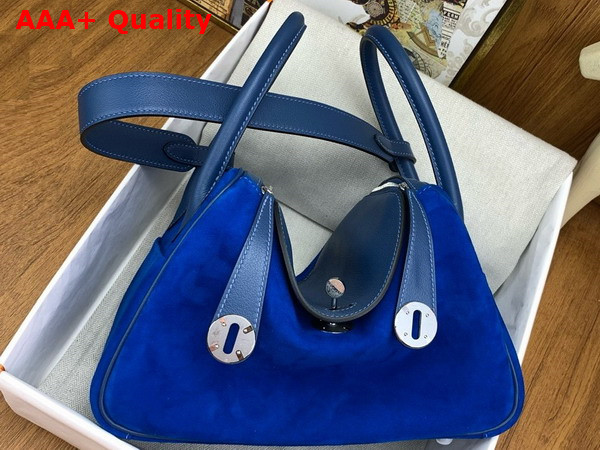 Hermes Lindy 26 Bag in Electric Blue Suede Leather Replica