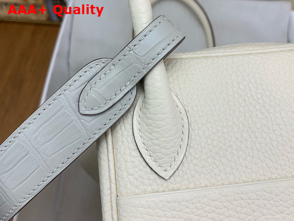 Hermes Lindy 26 Bag in Milk White Taurillon Clemence Leather with Gold Hardware Replica