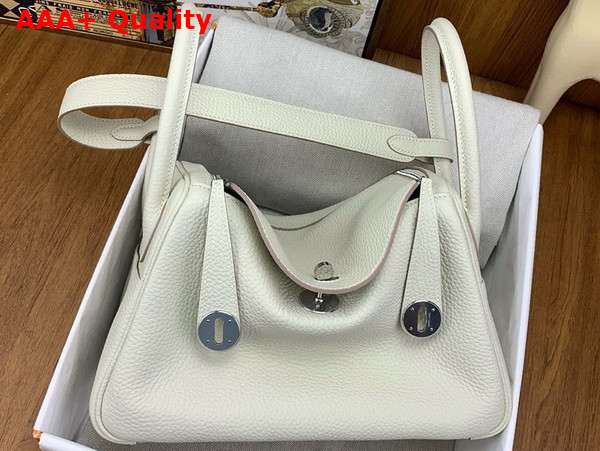 Hermes Lindy 26 Bag in Milk White Taurillon Clemence Leather with Silver Hardware Replica