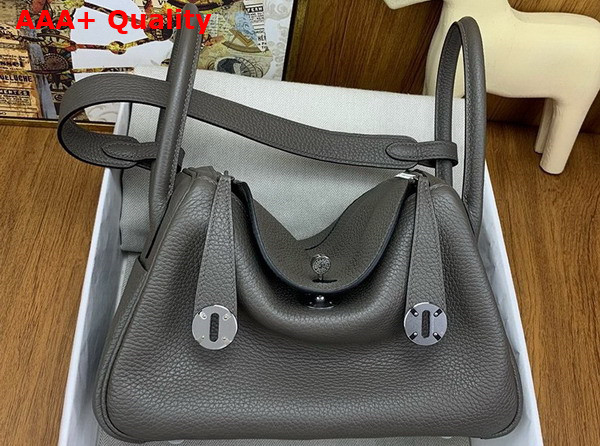 Hermes Lindy 26 in Dark Grey Taurillon Clemence Leather Replica