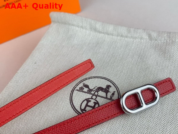 Hermes Maillon H Belt Buckle Reversible Leather Strap 13mm Red Swift and Epsom Calfskin Replica