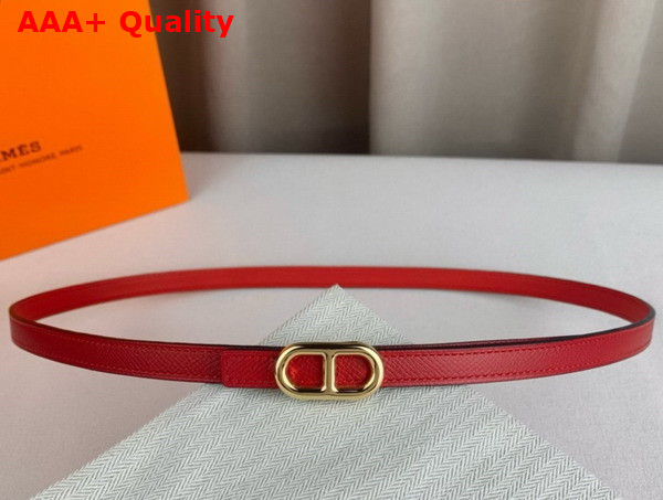 Hermes Maillon H Belt Buckle Reversible Leather Strap 13mm Red Swift and Epsom Calfskin Replica