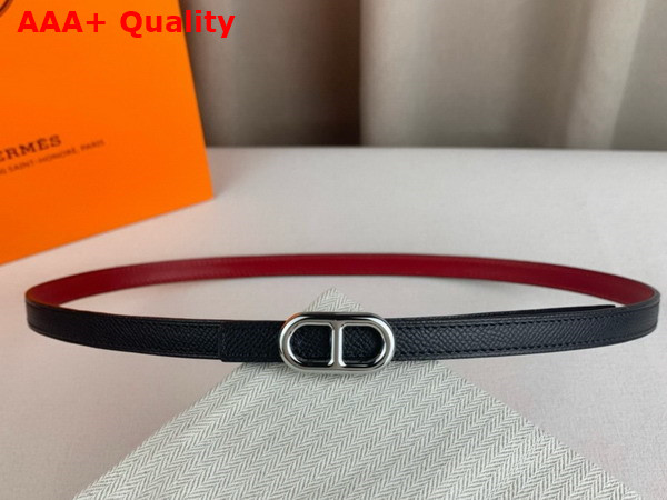 Hermes Maillon H Belt Buckle Reversible Leather Strap 13mm Swift and Epsom Calfskin Red and Black Replica