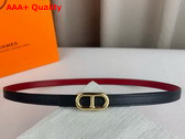 Hermes Maillon H Belt Buckle Reversible Leather Strap 13mm Swift and Epsom Calfskin Red and Black Replica