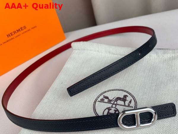 Hermes Maillon H Belt Buckle Reversible Leather Strap 13mm Swift and Epsom Calfskin Red and Black Replica