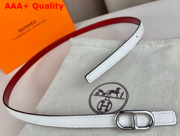 Hermes Maillon H Belt Buckle Reversible Leather Strap 13mm Swift and Epsom Calfskin Red and White Replica