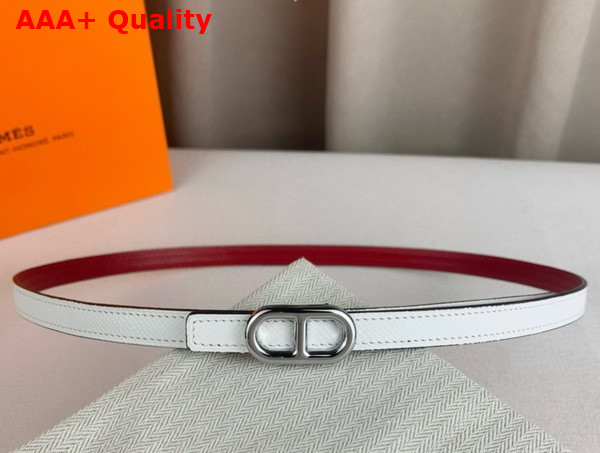 Hermes Maillon H Belt Buckle Reversible Leather Strap 13mm Swift and Epsom Calfskin Red and White Replica