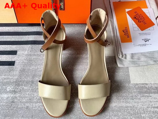 Hermes Manege Sandal Beige and Tan Calfskin Replica