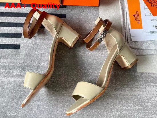 Hermes Manege Sandal Beige and Tan Calfskin Replica