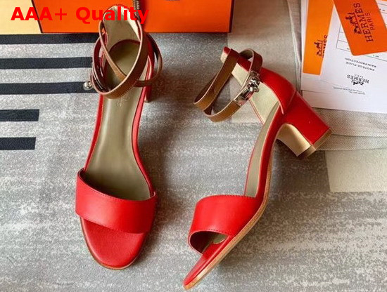 Hermes Manege Sandal Red and Tan Calfskin Replica