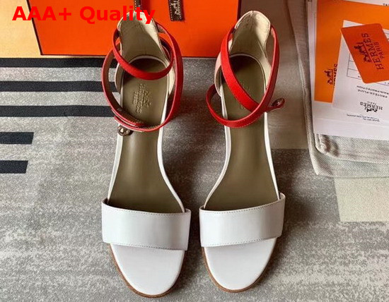 Hermes Manege Sandal White and Red Calfskin Replica