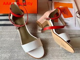 Hermes Manege Sandal White and Red Calfskin Replica