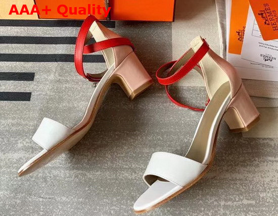 Hermes Manege Sandal White and Red Calfskin Replica