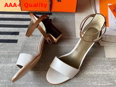 Hermes Manege Sandal White and Tan Calfskin Replica