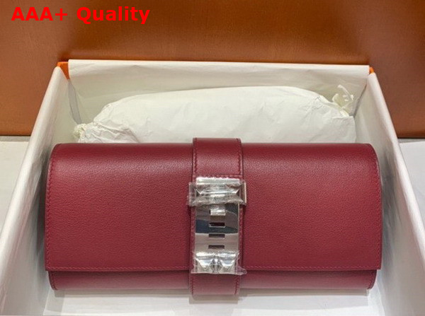 Hermes Medor Clutch in Burgundy Swift Calfskin Replica