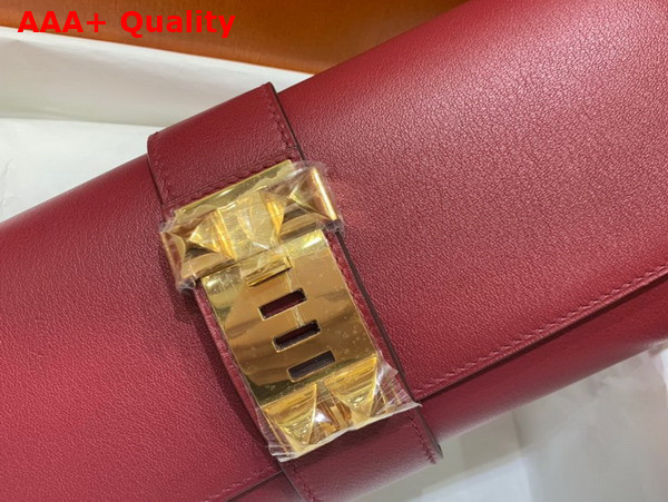 Hermes Medor Clutch in Burgundy Swift Calfskin Replica