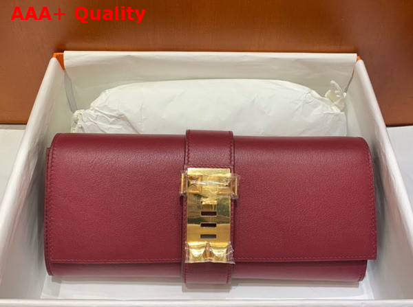 Hermes Medor Clutch in Burgundy Swift Calfskin Replica