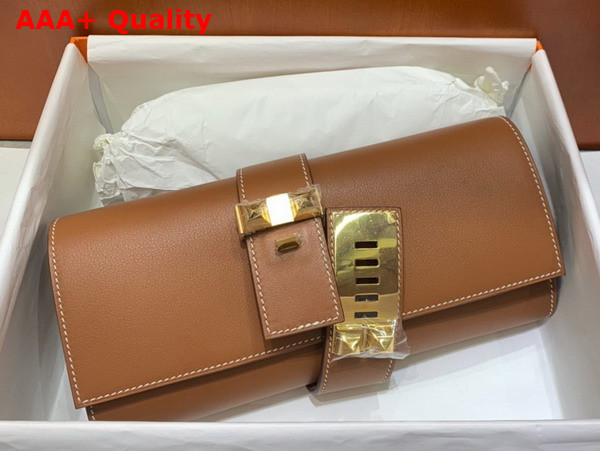 Hermes Medor Clutch in Tan Swift Calfskin Replica