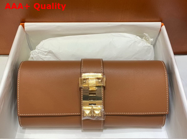 Hermes Medor Clutch in Tan Swift Calfskin Replica