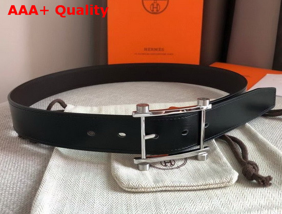 Hermes Mens Belt in Black Swift and Togo Calfskin Replica