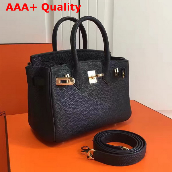 Hermes Mini Birkin Bag in Black with Shoulder Strap Replica