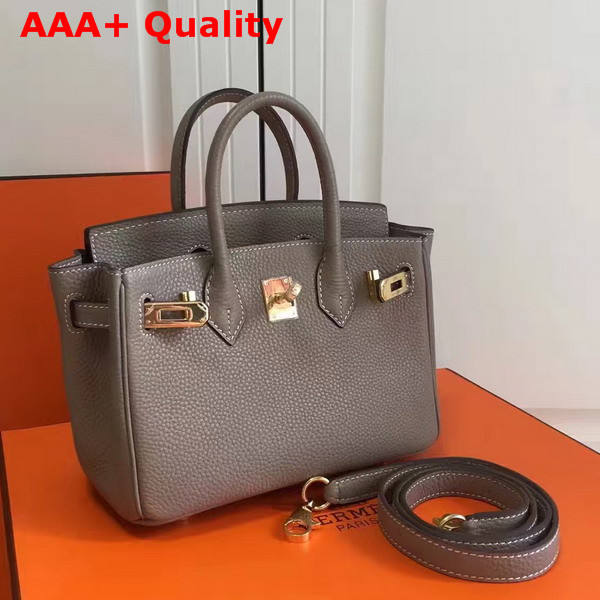 Hermes Mini Birkin Bag in Grey with Shoulder Strap Replica