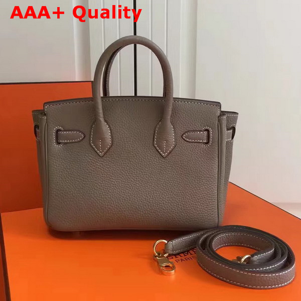 Hermes Mini Birkin Bag in Grey with Shoulder Strap Replica