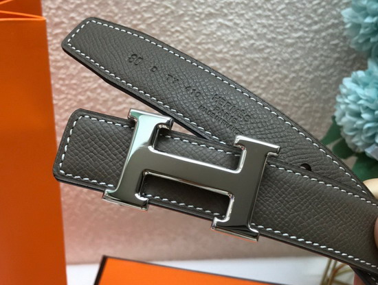 Hermes Mini Constance Martelee Belt Buckle Reversible Leather Strap 24mm Khaki Black Replica