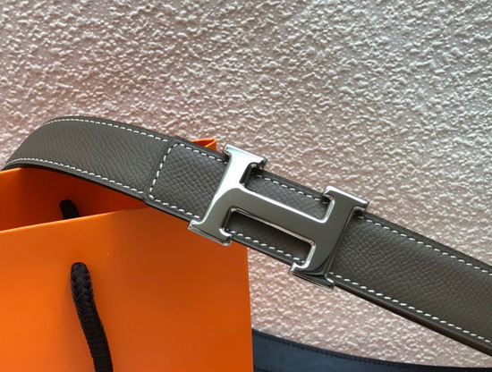 Hermes Mini Constance Martelee Belt Buckle Reversible Leather Strap 24mm Khaki Black Replica