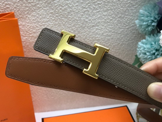 Hermes Mini Constance Martelee Belt Buckle Reversible Leather Strap 24mm Khaki Tan Replica