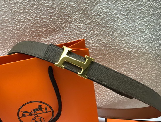 Hermes Mini Constance Martelee Belt Buckle Reversible Leather Strap 24mm Khaki Tan Replica