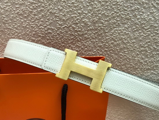 Hermes Mini Constance Martelee Belt Buckle Reversible Leather Strap 24mm White Replica