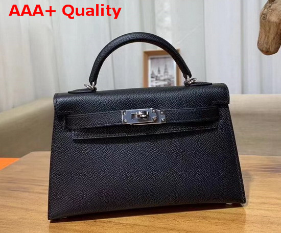 Hermes Mini Kelly 20cm Black Epsom Calfskin Replica